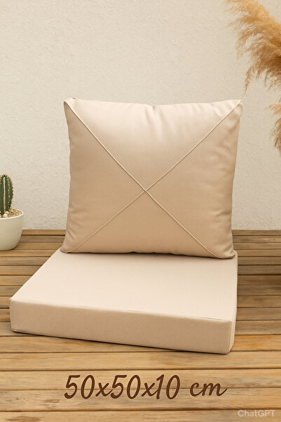 Fade Tekli sandalye minderi bej kapiçino pofidik sırt sünger oturum 50*50*10