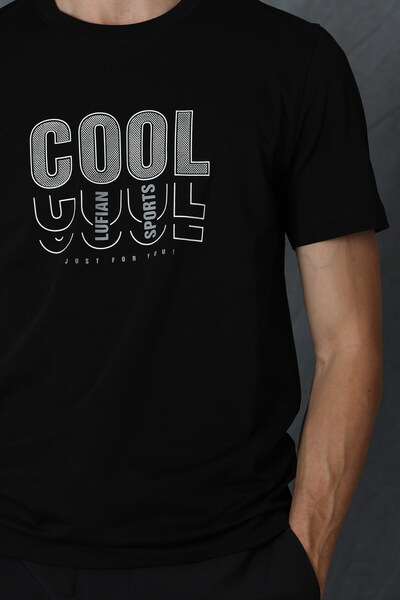 Lufian Μαύρο T-Shirt Maya Modern Graphic