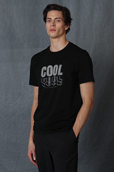 Lufian Μαύρο T-Shirt Maya Modern Graphic