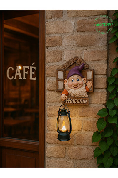 Gobo Fenerli Welcome Cücesi Dekoratif Kapı ve Duvar Süsü Farklı Renklerde