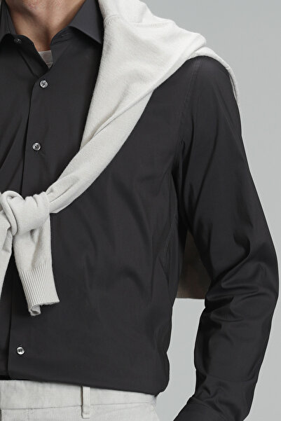 Lufian Austın Erkek Basic Gömlek Slim Fit Antrasit