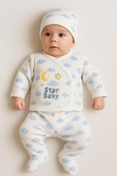 HİD MARKET 0-3 Ay Bebek Takımları, Bebek Zıbın, Patikli Pantolon, Şapka 3'lü Set, Kız Bebek Takımları