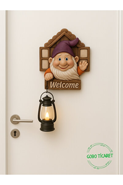 Gobo Fenerli Welcome Cücesi Dekoratif Kapı ve Duvar Süsü Farklı Renklerde