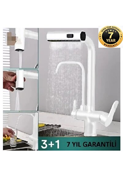 OEM Kitchen Sink Faucet with Purifier Outlet Shower Waterfall 4 Function Spiral Imported 7 Years Warranty White