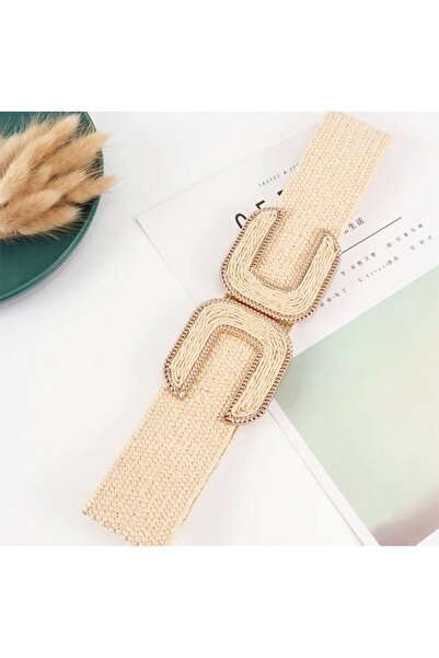MODAM HİFA Imported Elastic Straw Women's Belt Dress Belt Shirt Belt Coat Belt