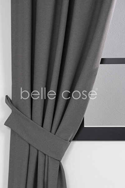 Belle Cose Açık Gri Country Tarz Hasır Termal Karartma Blackout Tek Kanat Fon...