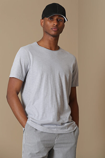 Lufian Junya Men's Basic T-Shirt Light Gray