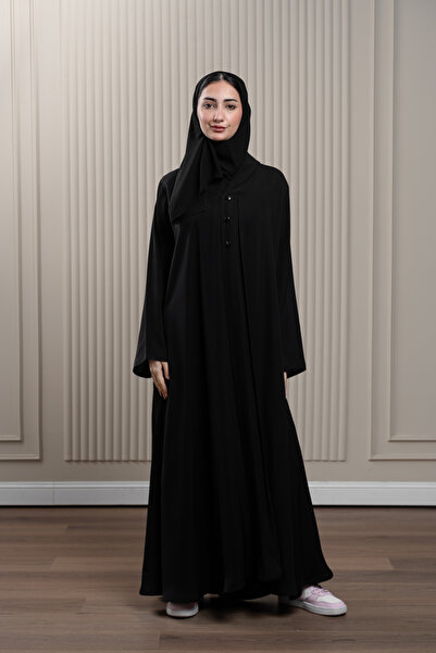 LAVİNİA عباية لافينيا النسائية، عباية واسعة، 3 أزرار أمامية، طيات، أزرار/طيات في الخلف.