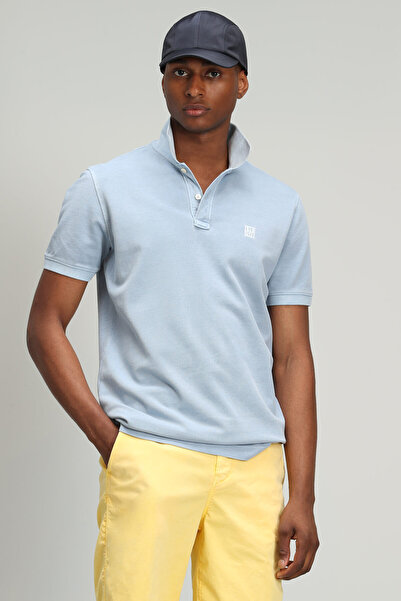 Lufian Ανδρικό αθλητικό μπλουζάκι με λαιμόκοψη σε γαλάζιο χρώμα Vernon