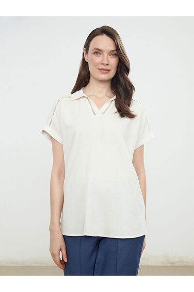 LC Waikiki Γυναικεία μπλούζα Özmarka Νέας Σεζόν με γιακά πουκάμισου και μείγμ...