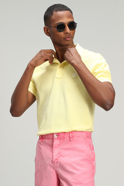 Lufian Yellow Vernon Sports Polo Collar Men's T-Shirt
