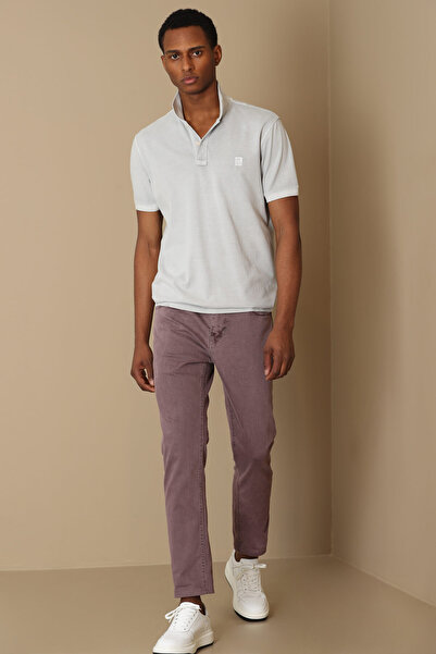 Lufian Vernon Spor Polo Yaka Erkek Tişört Açık Gri