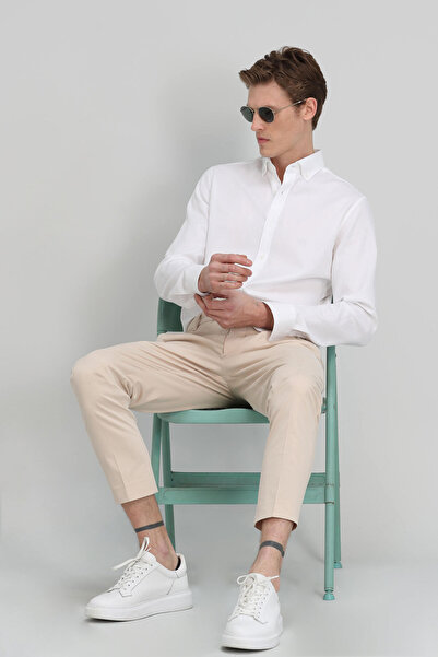 Lufian Danıel Erkek Basic Gömlek Comfort Slim Fit Beyaz