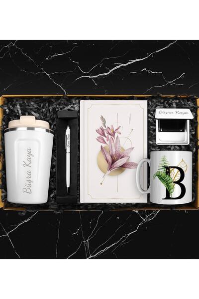 Apollon Gift Shop Kişiye Özel Beyaz Çelik Termos & Özel Tasarım Defter & Touc...