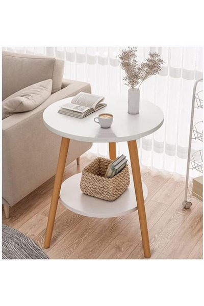 Generic Solerkonm 2-Tier Round Coffee Tables, Living Room Side Tables, Durable and Easy to Assemble