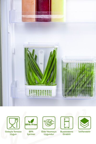 Vienev Greenery Storage Container with Strainer 2.9 Liters