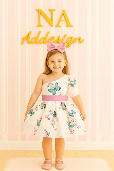NA ADDESIGN Kelebekli Kiz Çocuk Elbise