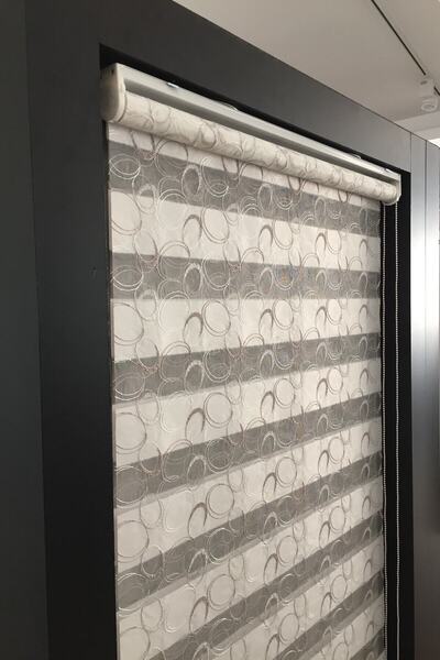 CLARISS HOME Zebra Perde Işlemeli Nakış Desenli Pudra Beyaz