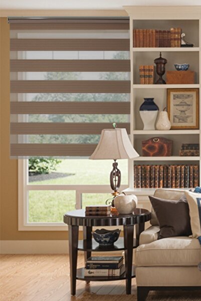 CLARISS HOME Pliseli Sütlü Kahve Mutfak Ofis Cam Balkon  Zebra Stor Perde