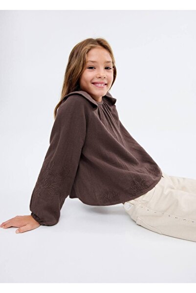 MANGO Kids Fırfırlı işlemeli bluz