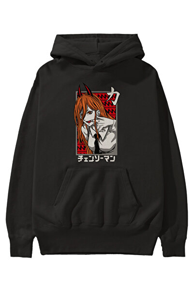 Ankhises CHAINSAWMAN POWER Аніме з попереднім друком Чорна худі Oversize з ка...