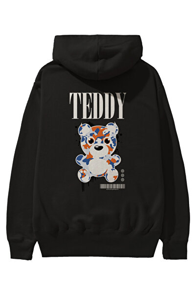 Ankhises Teddy Bear Streetwear Leđa Štampano Crna Oversize kroj Sa kapuljačom...