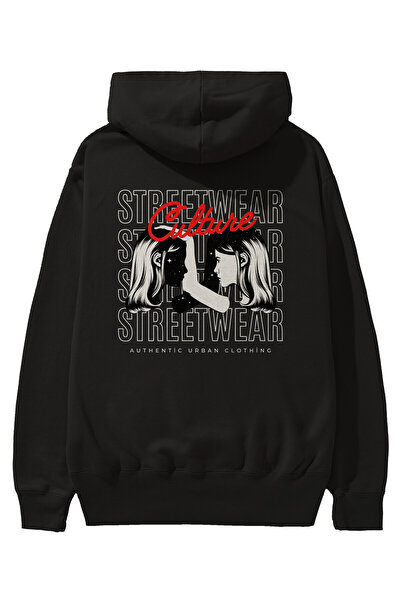 Ankhises Kultura Streetwear majica sa printom na leđima Štampano crna Oversiz...