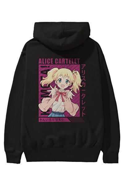 Ankhises Alice Cartelet 12 Аніме з принтом на спині Чорний оверсайз худі з ка...