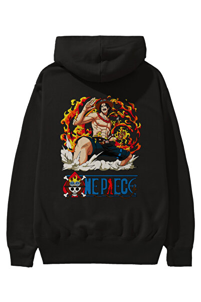 Ankhises One Piece Anime Back Štampano Crna Oversize kroj Sa kapuljačom Dukse...