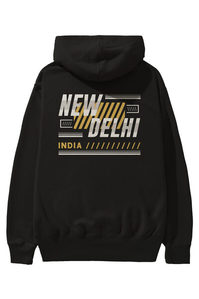 Ankhises Nju Delhi Back Štampano Crna Oversize kroj Sa kapuljačom Dukserica M...