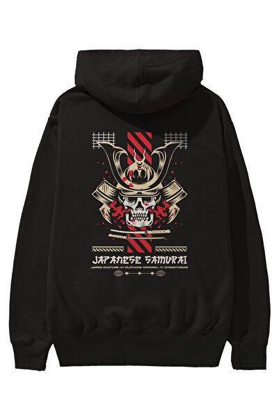 Ankhises Japanski samuraj Arka Štampano crna Oversize kroj Sa kapuljačom maji...