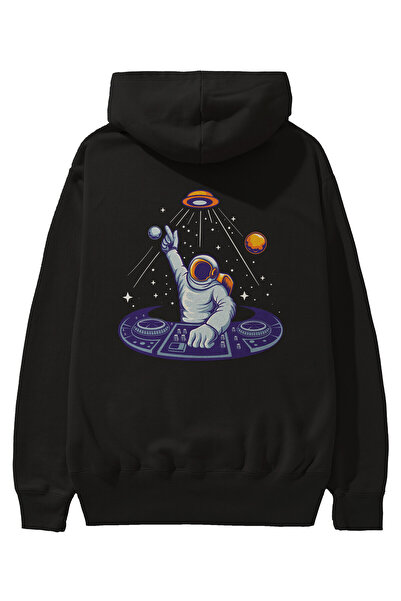Ankhises Astronaut Disk Jockey Back Štampano Crna Oversize kroj Sa kapuljačom...