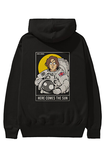 Ankhises Džon Lenon Astronaut Leđa Štampano Crna Oversize kroj Sa kapuljačom ...