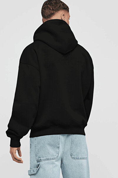 Cilexi Μαύρο Relaxed Oversize Φούτερ με κουκούλα Ανδρικά Γυναικεία Hoodie Unprinted