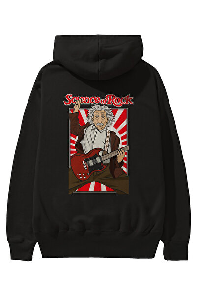Ankhises Einstein Science Of Rock Back Štampano Crna Oversize kroj Sa kapulja...