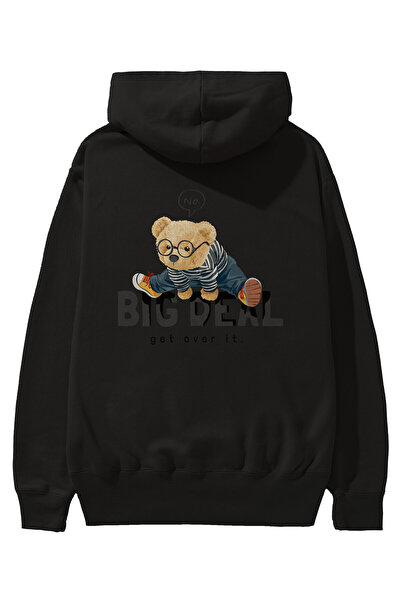 Ankhises Teddy Bear Big Deal Back Štampano Crna Oversize kroj Sa kapuljačom D...