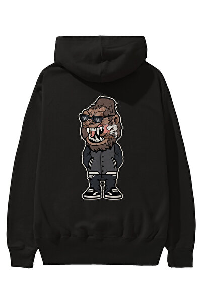 Ankhises Gorilla Street Style - Crna Oversize kroj Sa kapuljačom majica