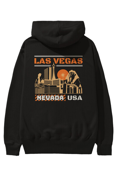 Ankhises Las Vegas Back Štampano Crna Oversize kroj Sa kapuljačom Dukserica M...