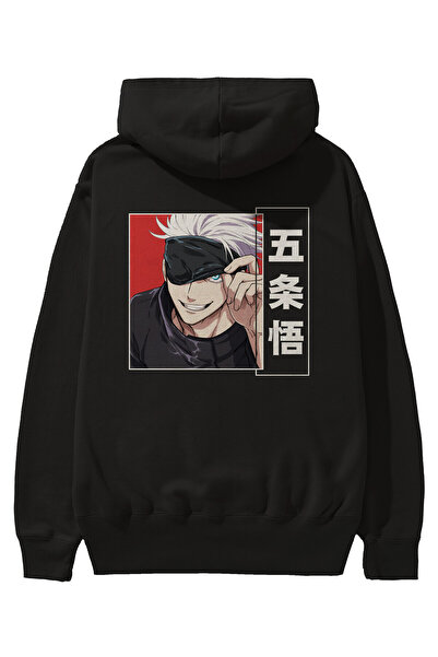 Ankhises JUJUTSU KAISEN Anime Back Printed Μαύρο Φούτερ με κουκούλα Oversize ...