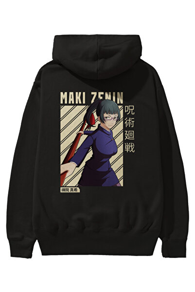 Ankhises Maki Zenin CHAİNSAWMAN Аніме з принтом на спині Чорний оверсайз худі...