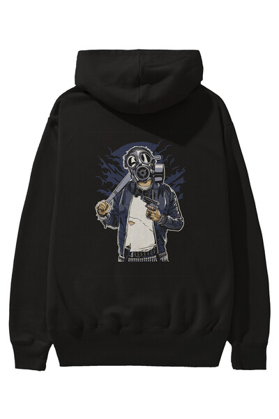 Ankhises Gasmask Bastard Back Štampano Crna Oversize kroj Sa kapuljačom Dukse...
