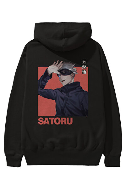 Ankhises SATORU GOJO 2 Anime Back Štampano Crna Oversize kroj Sa kapuljačom D...