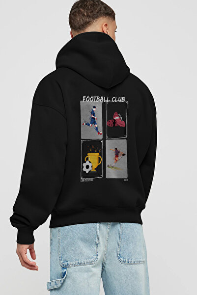 Ankhises Φούτερ με κουκούλα Football Club με στάμπα στην πλάτη, μαύρο, oversi...