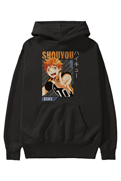 Ankhises Shouyou Hinata 9 Anime Front Štampano Crna majica sa kapuljačom Over...