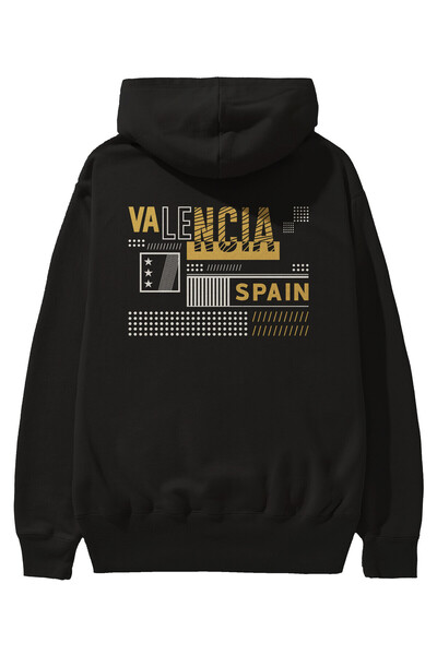 Ankhises Valencia Back Štampano Crna Oversize kroj Sa kapuljačom Dukserica Mu...