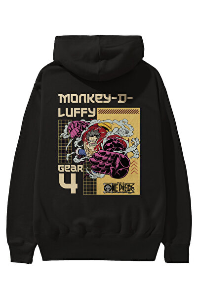 Ankhises Monkey D Luffy Back Štampano Crna Oversize kroj Sa kapuljačom Dukser...
