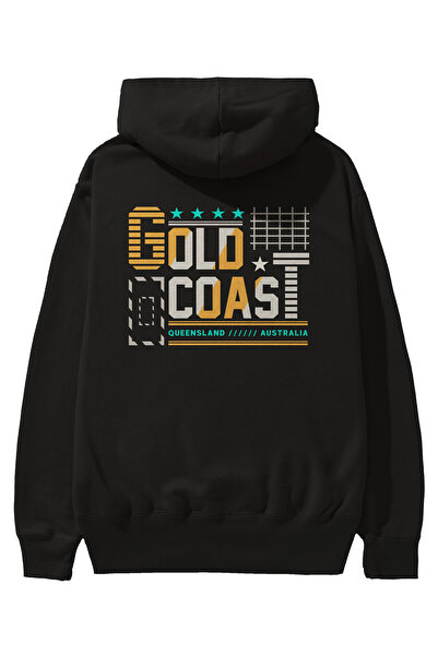 Ankhises Gold Coast Back Štampano Crna Oversize kroj Sa kapuljačom Dukserica ...