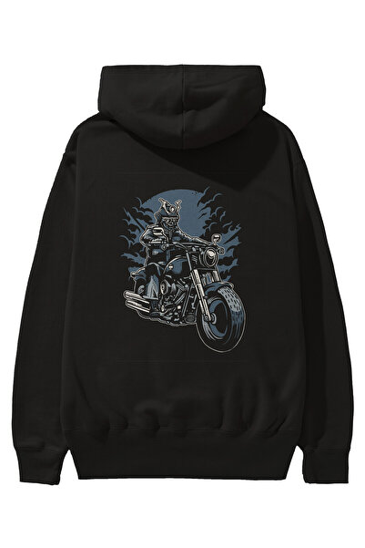 Ankhises Samurai Ride Back Štampano Crna Oversize kroj Sa kapuljačom Dukseric...