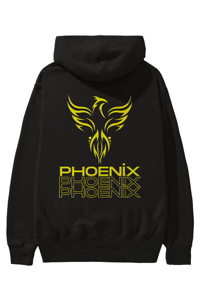 Ankhises Phoenix Written Back Štampano Crna Oversize kroj Sa kapuljačom Dukse...
