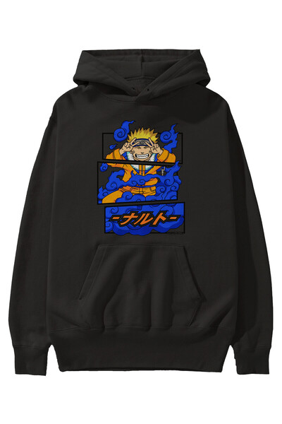 Ankhises Naruto Uzumaki Anime Front Štampano Crna majica sa kapuljačom Oversi...